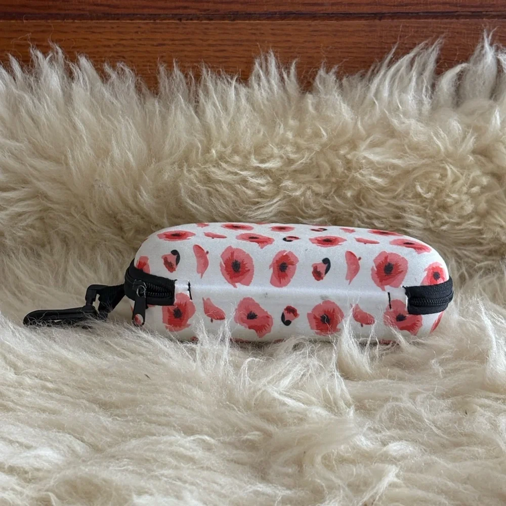 Red Floral Zippered Glasses Case